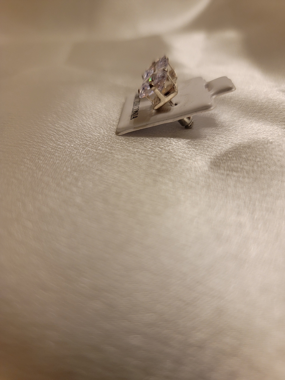 Cubic Zirconia Square Stud Earrings - Light Purple - Picture 3 of 3
